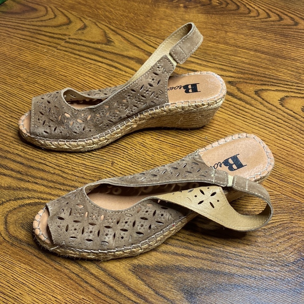 🌹 Browns 🌹 Soft Leather Wedge Espadrille Sandals - Picture 5 of 8